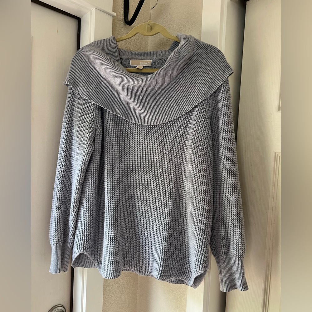 Michael Kors size grey off the shoulder chunky knit sweater size small